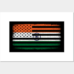 Indian Flag in American Flag Shape Vintage Posters and Art